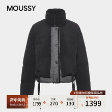 MOUSSY 2025冬季新品撞色90立领短款羽绒夹克外套女028IAC30-1091