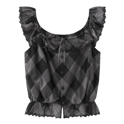 moussy文艺港风多穿法格纹上衣