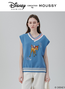 MOUSSY 迪士尼合作款可爱小鹿立体毛巾绣针织背心女010GSY70-0000