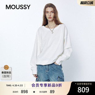 MOUSSY 2026春季新品慵懒简约风纯色oversizeT恤女031JSA80-1001