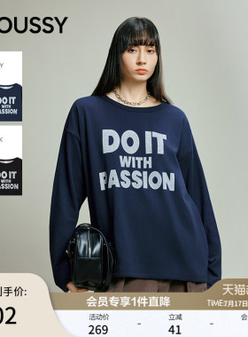 MOUSSY 春春新品美式复古字母印花圆领长袖T恤028IAB90-1014