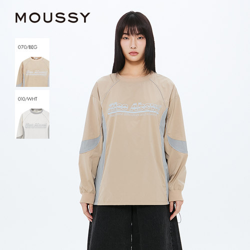 MOUSSY 春季新品机能风反光条撞色解构长袖T恤028ISA30-2521