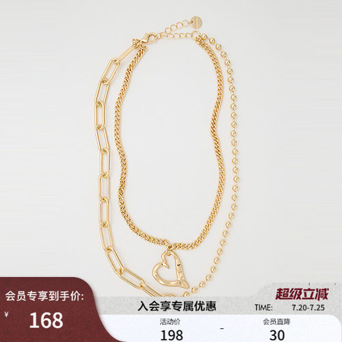 MOUSSY2026春季新品潮酷辣妹叠戴复古多层项链饰品 010IS356-9051