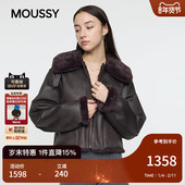moussy秋季 4891 夹克外套女010IA330 新品 复古机车风毛领短款
