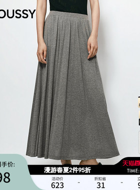 MOUSSY 2026夏季新品文艺复古风简约垂感百褶半身裙028JSC31-1058