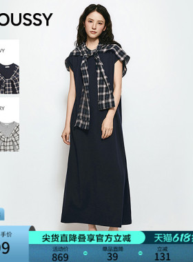 MOUSSY 2026夏季新品优雅复古风格纹外衫长款连衣裙028JSC83-1003