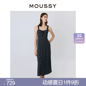 【张淼怡同款】MOUSSY 夏季度假风碎花吊带连衣裙028GSZ30-0590