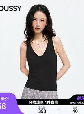 MOUSSY2026夏季新品辣妹风简约修身V领交叉美背吊带010JS380-5021