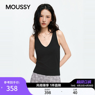 MOUSSY2026夏季新品辣妹风简约修身V领交叉美背吊带010JS380-5021