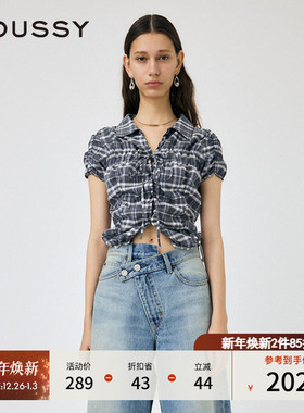 MOUSSY 秋季新品复古田园文艺风褶皱短款衬衫女010HAS30-5831