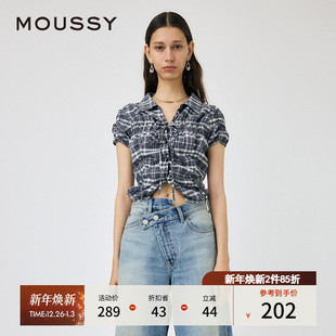 秋季 女010HAS30 新品 衬衫 5831 复古田园文艺风褶皱短款 MOUSSY