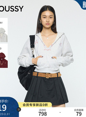 MOUSSY 2026春季新品泼墨字母印花连帽短款休闲卫衣010IA290-6641