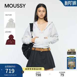 休闲卫衣010IA290 MOUSSY 泼墨字母印花连帽短款 新品 6641 2026春季