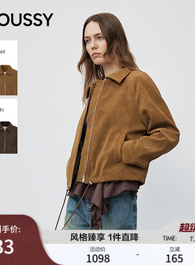 MOUSSY 春季新品复古风简约翻领长袖夹克外套女028IAA30-1028