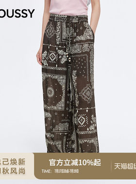 MOUSSY 2026夏季新品波西米亚复古印花阔腿休闲裤女028JSA31-1065