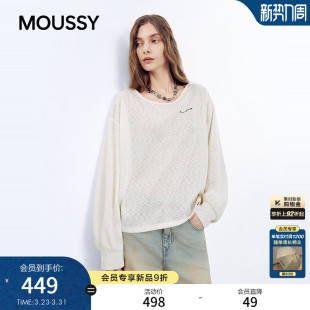 T恤女028JSA90 简约慵懒风一字领宽松长袖 1021 新品 MOUSSY2026春季