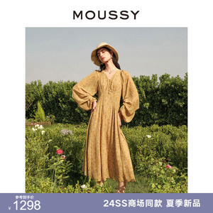 【刘亦菲同款】MOUSSY 度假碎花收腰连衣裙028GSZ30-0410