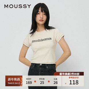 秋季 T恤上衣010HAQ90 新品 字母印花短款 5001 哥特风格 MOUSSY