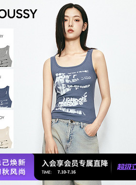 MOUSSY 2026夏季新品美式复古风渐变字母针织背心028JSZ90-1044