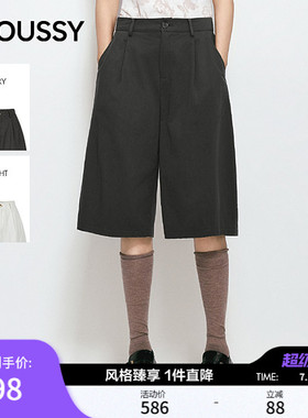 MOUSSY2026春夏新品复古宽松纯棉阔腿薄款休闲短裤028JSC31-1055