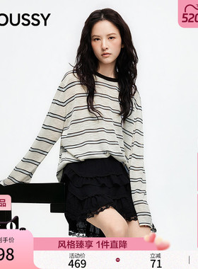 MOUSSY 2026夏季新品复古风条纹撞色休闲长袖T恤女028JSC90-1090