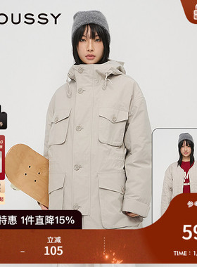 MOUSSY 秋季新品工装风中性猎装夹克外套棉服女028HAA30-2141