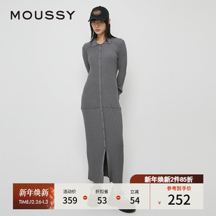 针织连衣裙010HA673 MOUSSY 简约风淑女H型长款 新品 7891 秋季