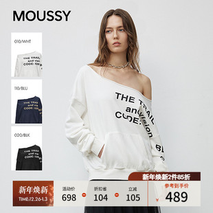 1301 慵懒休闲风字母撞色一字领卫衣028IAZ90 MOUSSY2025秋季 新品