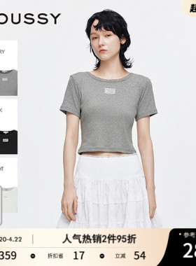 MOUSSY 夏季新品简约休闲纯棉圆领正肩短袖T恤028ISA90-1001