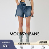 春季 女010IS311 新品 牛仔裤 3701 做旧毛边系带纯棉短款 MOUSSY