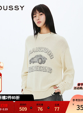 MOUSSY 春季新品复古小汽车图案印花针织毛衣女010ISQ70-4361