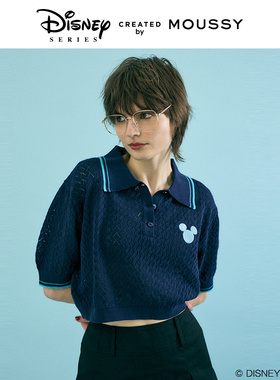 MOUSSY 夏季新品迪士尼联名刺绣POLO针织上衣女010HSL70-0100