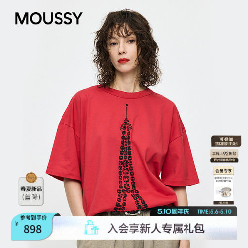 MOUSSY x Vaquera联名2026春季新品铁塔印花短袖T恤010JSF01-0031