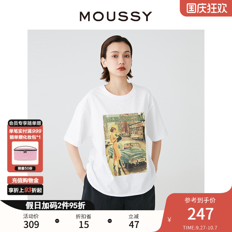 MOUSSY美式复古海报印花短袖T恤