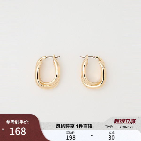 MOUSSY 2026春季新品摩登时尚椭圆形金属耳环耳饰010IA356-7181