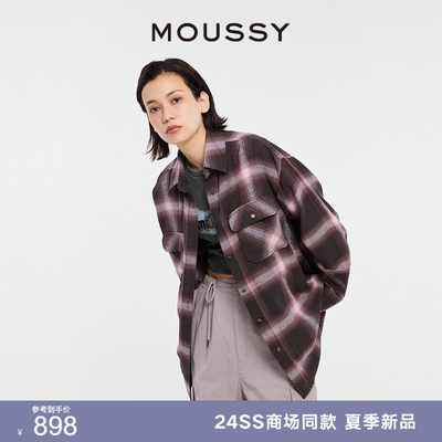 MOUSSY美式格纹LOGO印花衬衫