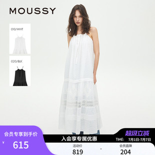 MOUSSY 夏季新品法式复古拼接蕾丝吊带连衣裙女028ISA33-2041