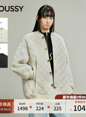 MOUSSY 2025秋季新品法式慵懒风菱格棉服夹克外套女028IAA30-2141