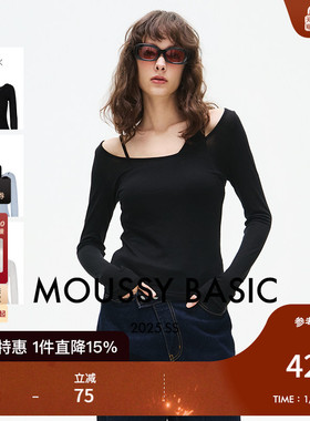 MOUSSY 2025春季新品美式简约风修身打底针织衫上衣028ISA80-2651