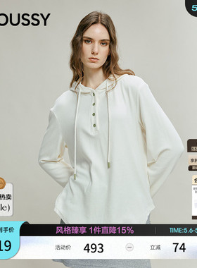 MOUSSY 春季新品休闲慵懒风抽绳连帽亨利领卫衣028IAC80-1020