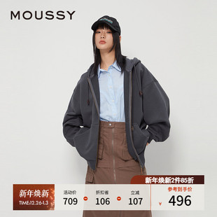 复古纯色拉链连帽卫衣外套028IAZ80 美式 1005 新品 MOUSSY秋季
