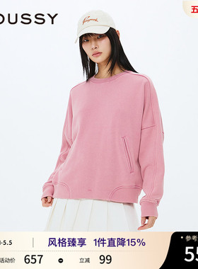 MOUSSY 春季新品休闲圆领套头字母宽松卫衣女028IAZ90-1012