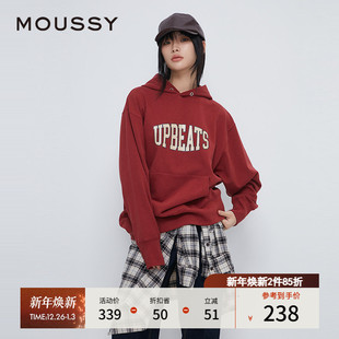 街头大LOGO印花连帽卫衣女028HAA90 MOUSSY 美式 新品 2841 冬季