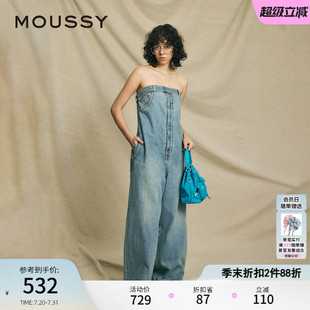 歐美風(fēng)多穿扎染裹胸牛仔連體褲 MOUSSY 新品 010HS711 夏季 0420