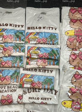日本本土采购 正品50周年限定hello kitty黑皮凯蒂猫可爱短袖T恤