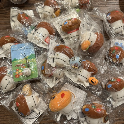 现货 日本中古 原包装DOCOMO蘑菇卡通玩偶挂件手机吊饰屏幕擦公仔