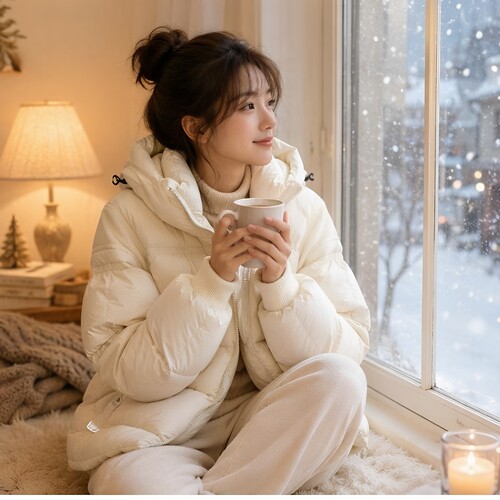 本杰斯泡芙羽绒服女加厚保暖连帽
