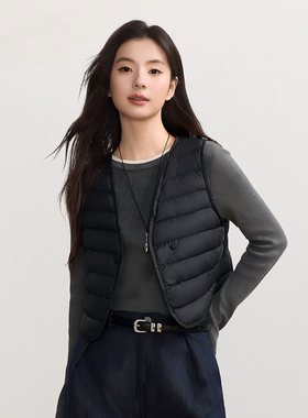 V领排骨轻薄羽绒服马甲内胆女2026秋冬新款内穿百搭保暖背心潮