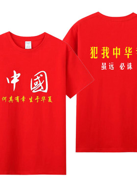 何其有幸生于华夏T恤短袖 犯我中华者虽远必诛爱国半袖衣服纯棉夏