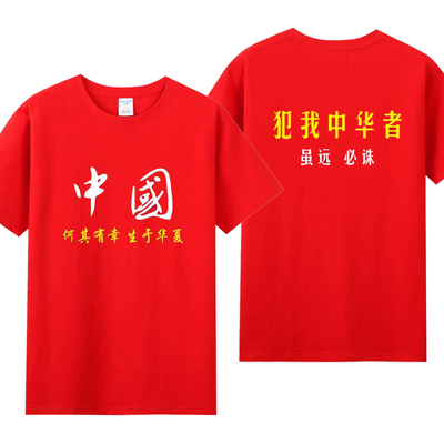 何其有幸生于华夏T恤短袖 犯我中华者虽远必诛爱国半袖衣服纯棉夏
